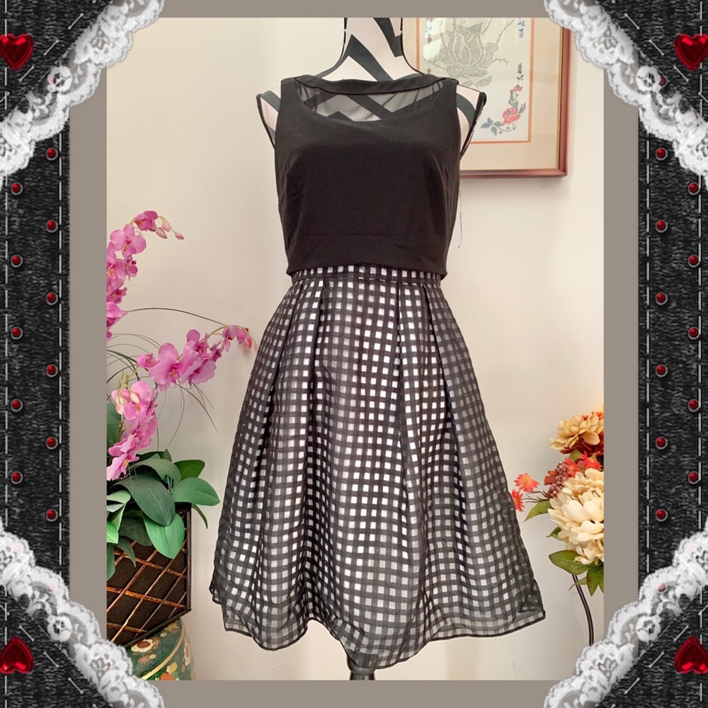 INC Layer Mix And Match Black Plaid Dress